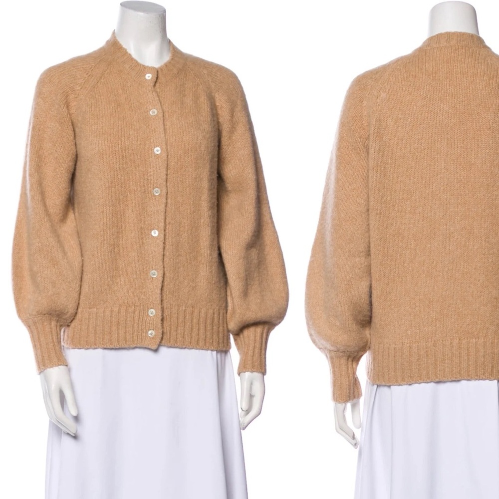 ANN MASHBURN Button Down Cashmere Wool Balloon Sleeve Cardigan Sweater \\ M